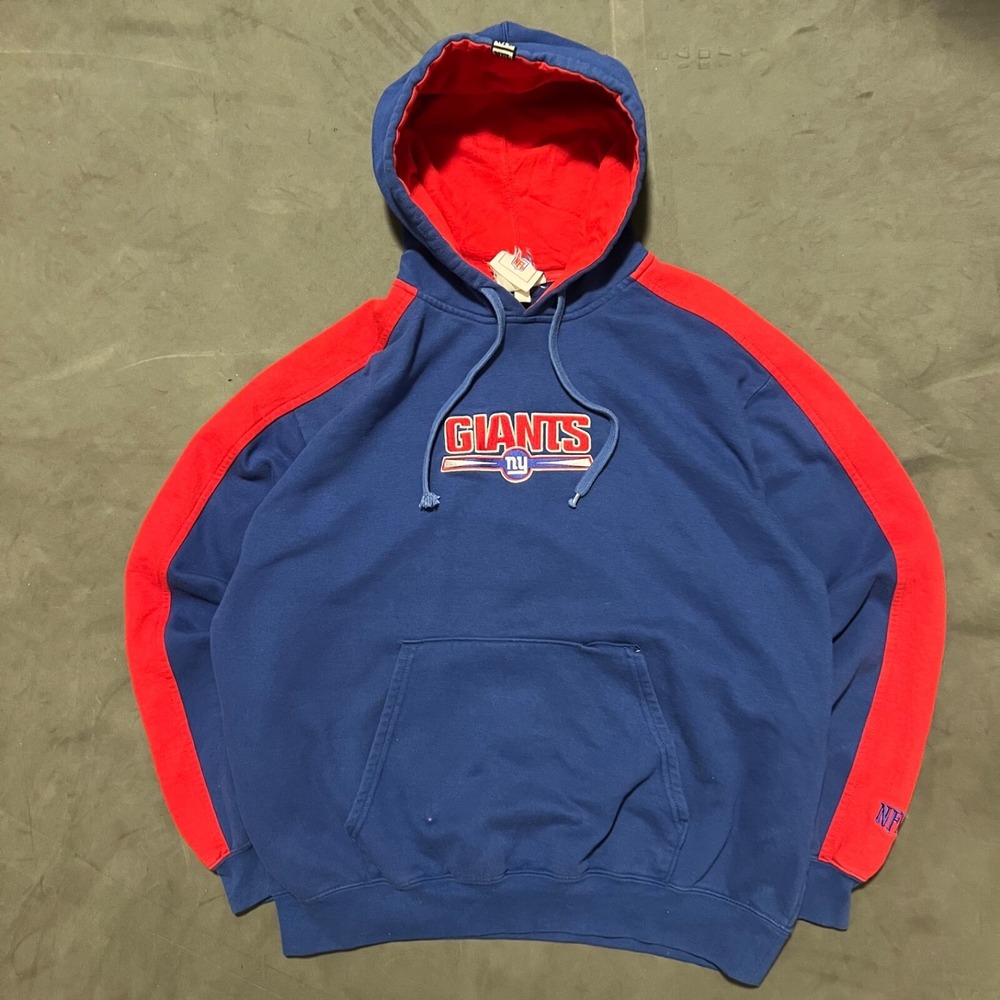 VTG Y2K New York Giants NFL Embroidered Distressed Pullover Hoodie‎ Men's M